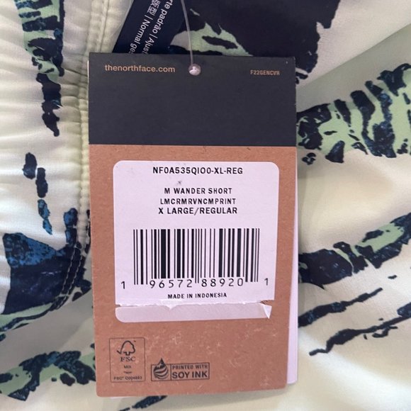The North Face  Men’s SizeM, L, XLWander Shorts Lime Cream Ravine Print MSRP $50 - Picture 6 of 7